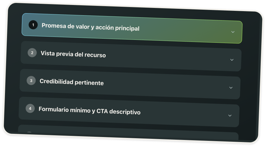 Estructura recomendada para una landing page